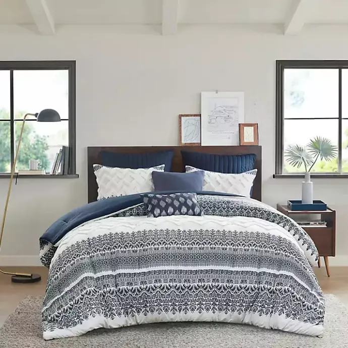 Kirklands Home Navy and White 3-pc. Full/Queen Comforter Set
