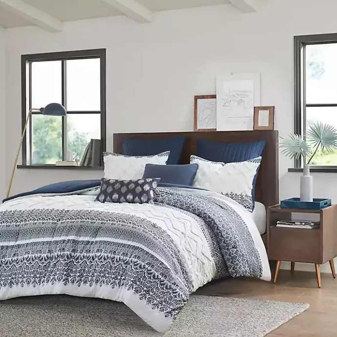 Kirklands Home Navy and White 3-pc. Full/Queen Comforter Set