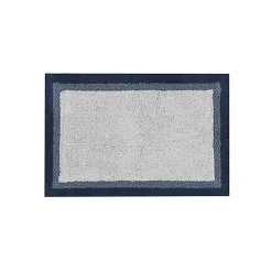 Clearance Kirklands Home Navy Border Cotton Bath Mat, 20x30 Blue
