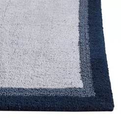 Clearance Kirklands Home Navy Border Cotton Bath Mat, 20x30 Blue