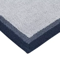 Outlet Kirklands Home Navy Border Cotton Bath Runner Blue