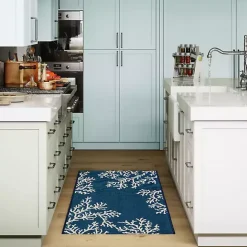 Clearance Kirklands Home Navy Blue Coral Indoor/Outdoor Rug, 2x3