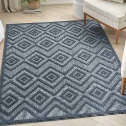 Outlet Kirklands Home Navy Diamond Indoor/Outdoor Area Rug, 4x6 Blue