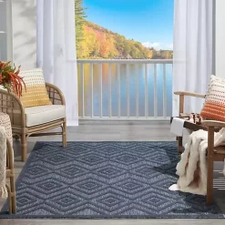 Outlet Kirklands Home Navy Diamond Indoor/Outdoor Area Rug, 4x6 Blue