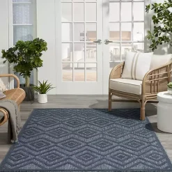 Online Kirklands Home Navy Diamond Indoor/Outdoor Area Rug, 5x7 Blue
