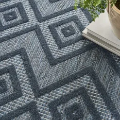 Outlet Kirklands Home Navy Diamond Indoor/Outdoor Area Rug, 6x9 Blue