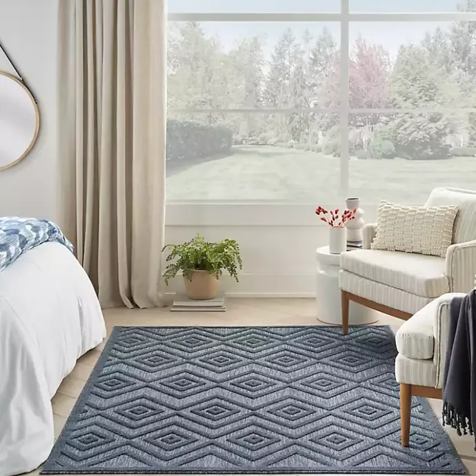 Outlet Kirklands Home Navy Diamond Indoor/Outdoor Area Rug, 6x9 Blue