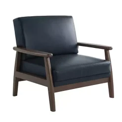 Hot Kirklands Home Navy Faux Leather Ambon Accent Chair Blue