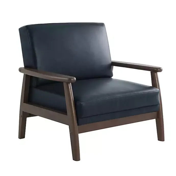 Hot Kirklands Home Navy Faux Leather Ambon Accent Chair Blue