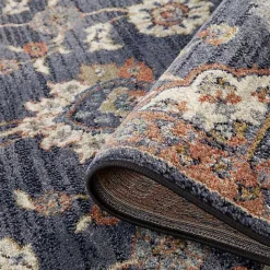 Kirklands Home Navy Floral Area Rug, 5x8 Blue