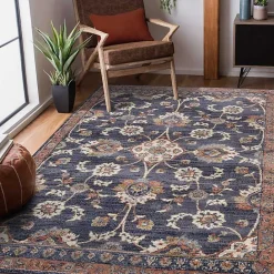 Kirklands Home Navy Floral Area Rug, 5x8 Blue