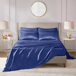 Best Kirklands Home Navy Blue Satin 6-pc. California King Sheet Set Gray