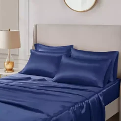 Best Kirklands Home Navy Blue Satin 6-pc. California King Sheet Set Gray