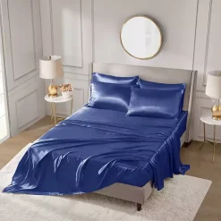 Discount Kirklands Home Navy Satin 6-pc. Full Sheet Set Blue