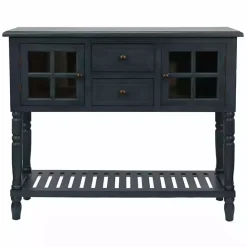 New Kirklands Home Navy Slatted Windowpane Console Table Blue