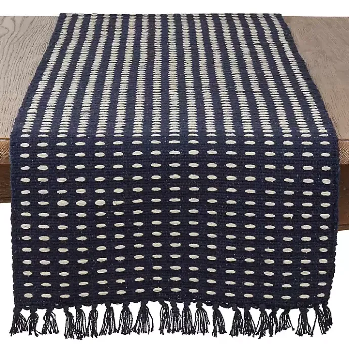 Best Kirklands Home Navy Blue Tasseled Woven Dash Table Runner