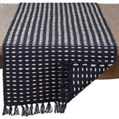 Best Kirklands Home Navy Blue Tasseled Woven Dash Table Runner