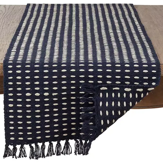 Best Kirklands Home Navy Blue Tasseled Woven Dash Table Runner