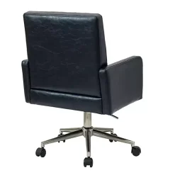 Sale Kirklands Home Navy Tufted Faux Leather Swivel Office Chair Blue