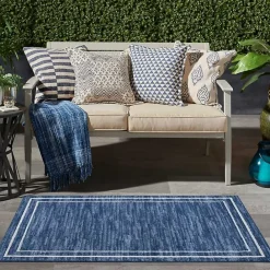 Online Kirklands Home Navy Bordered Indoor/Outdoor Accent Rug, 2x4 Blue