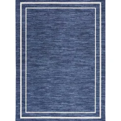Sale Kirklands Home Navy Bordered Indoor/Outdoor Area Rug, 5x7