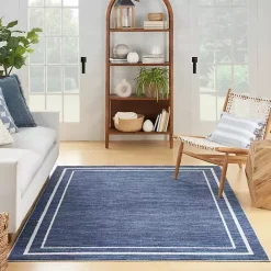 Kirklands Home Navy Bordered Indoor/Outdoor Area Rug, 6x9 Blue