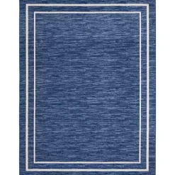 Discount Kirklands Home Navy Bordered Indoor/Outdoor Area Rug, 8x10 Blue