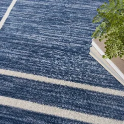 Discount Kirklands Home Navy Bordered Indoor/Outdoor Area Rug, 8x10 Blue