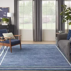 Discount Kirklands Home Navy Bordered Indoor/Outdoor Area Rug, 8x10 Blue