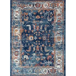 Kirklands Home Navy Bordered Pattern Area Rug, 5x7