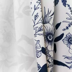 Clearance Kirklands Home Navy Botanical Garden Curtain Panel Set, 95 in. Blue