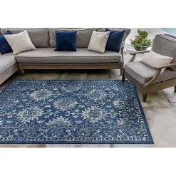 Discount Kirklands Home Navy Botanical Hannah Indoor/Outdoor Rug, 4x7 Blue