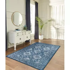 Discount Kirklands Home Navy Botanical Hannah Indoor/Outdoor Rug, 7x9 Blue