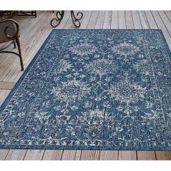 Discount Kirklands Home Navy Botanical Hannah Indoor/Outdoor Rug, 7x9 Blue