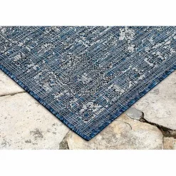 Discount Kirklands Home Navy Botanical Hannah Indoor/Outdoor Rug, 7x9 Blue