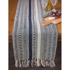 Online Kirklands Home Navy Braided Stripe Table Runner, 108 in. Blue