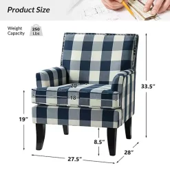 Clearance Kirklands Home Navy Buffalo Check Upholstered Armchair Blue