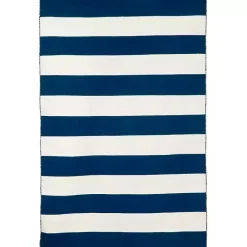 New Kirklands Home Navy Cabana Stripe Indoor/Outdoor Area Rug, 3x5