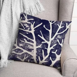 Discount Kirklands Home Navy Coral Outdoor Pillow