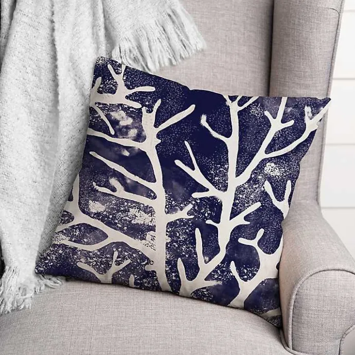 Discount Kirklands Home Navy Coral Outdoor Pillow