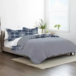 Sale Kirklands Home Navy Daisy Medallion Queen 3-pc. Comforter Set Blue