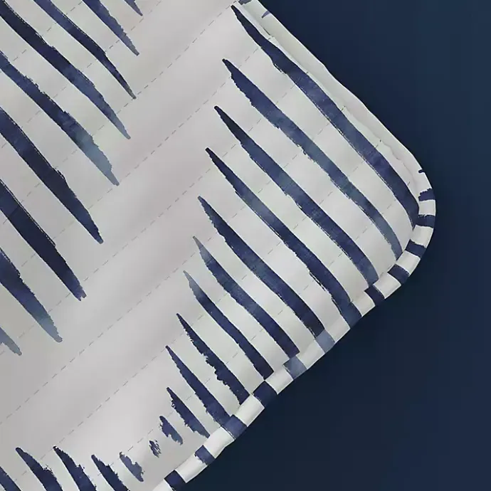 Kirklands Home Navy Diamond Line Reversible 3-pc. Queen Quilt Set