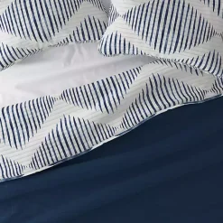 Kirklands Home Navy Diamond Line Reversible 3-pc. Queen Quilt Set