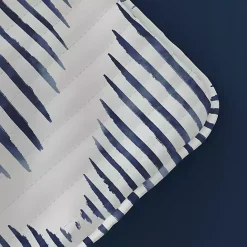 New Kirklands Home Navy Diamond Line Reversible 3-pc. King Quilt Set
