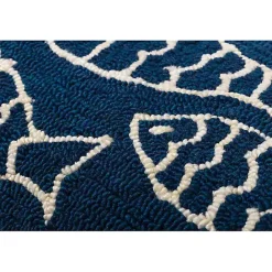 New Kirklands Home Navy Embroidered Fish Outdoor Lumbar Pillow