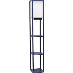 Kirklands Home Navy Etagere Shelf Charging Floor Lamp Blue