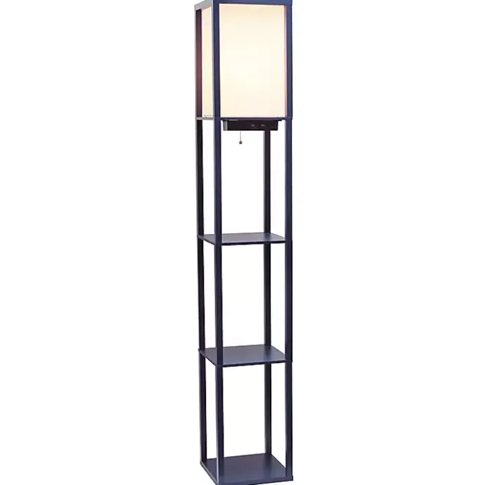 Kirklands Home Navy Etagere Shelf Charging Floor Lamp Blue