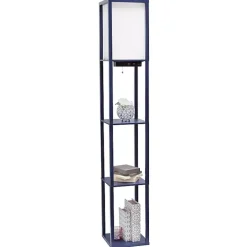 Kirklands Home Navy Etagere Shelf Charging Floor Lamp Blue