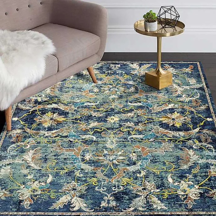 Clearance Kirklands Home Navy Faded Floral Area Rug, 4x6