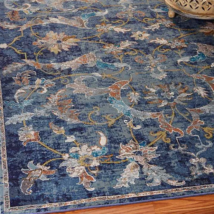 Clearance Kirklands Home Navy Faded Floral Area Rug, 4x6